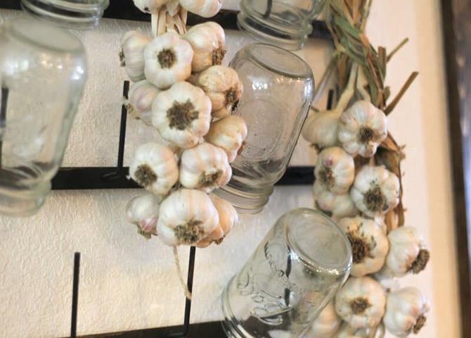 Hang garlic in your pantry